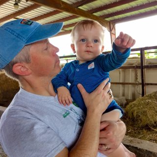 George Ivey and son at Mills River Creamery