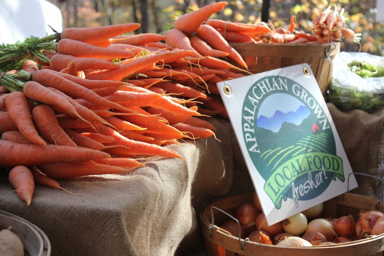 carrots and onions at fall farmers market
