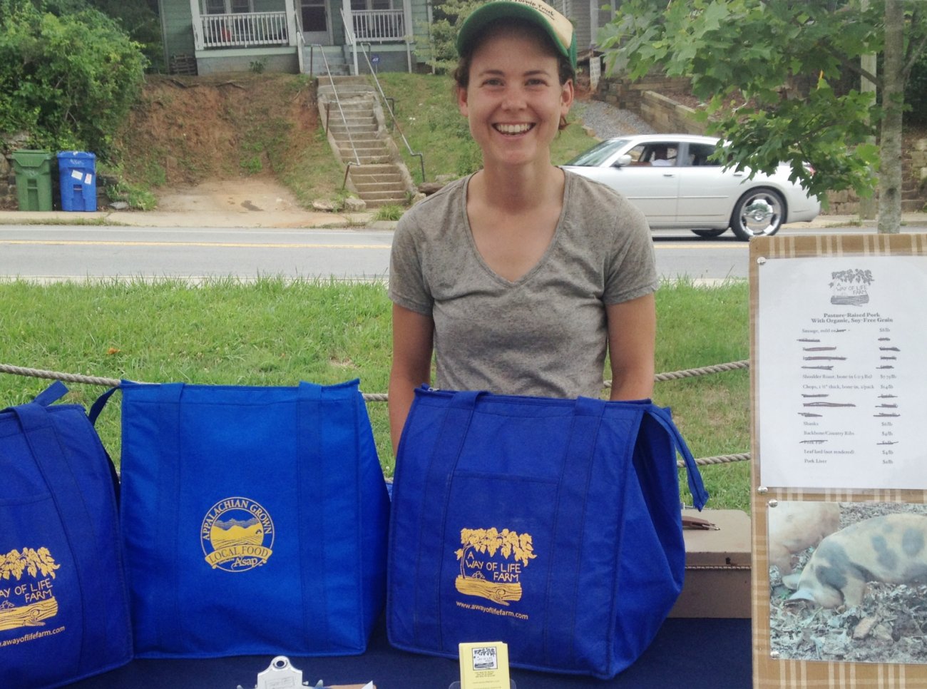 Appalachian Grown cost share branding on A Way of Life Farm's CSA bags