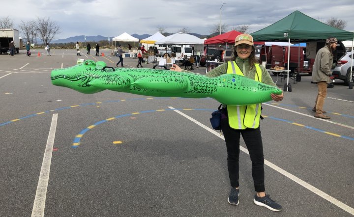 Social distancing alligator at ASAP Farmers Market
