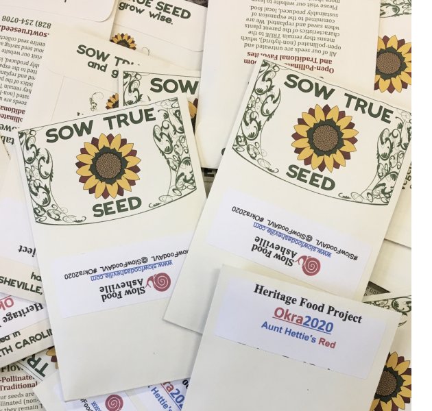 heritage okra seeds from Slow Food Asheville and Sow True Seed