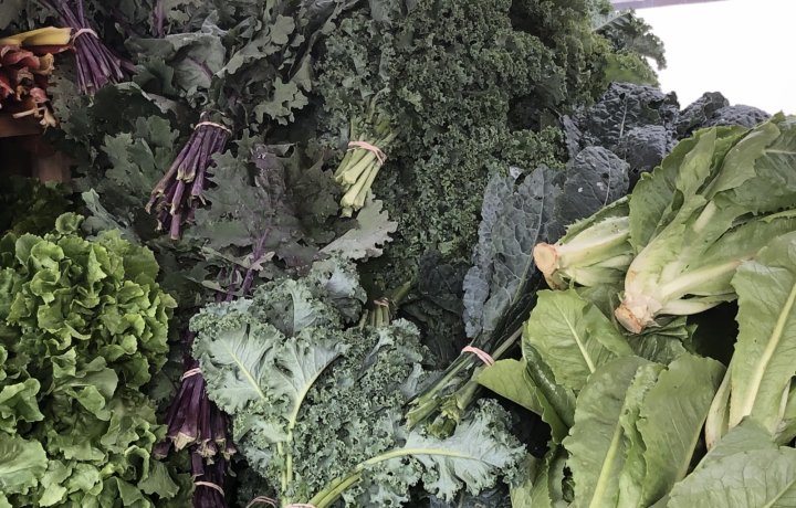 assorted winter greens at market