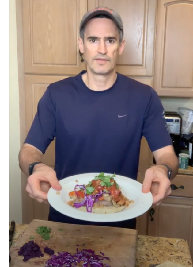 Brian Asbill with plant-based tacos