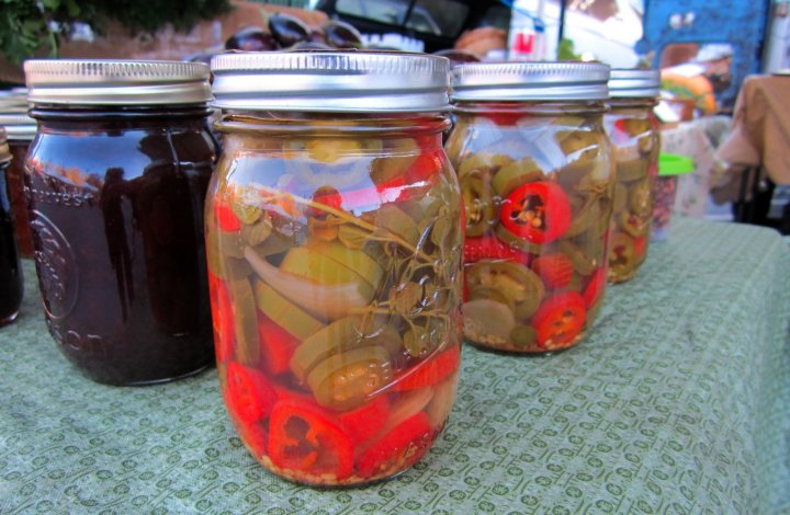 canning jars of preserved food