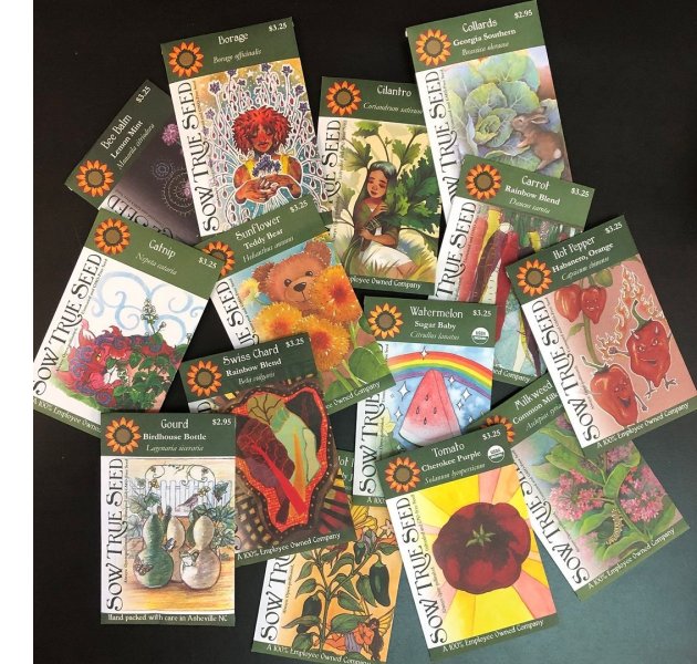 Seed packets from Sow True Seed