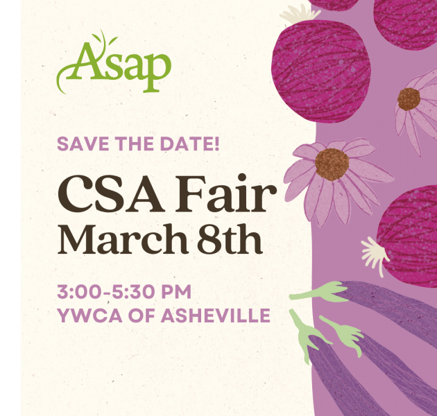 CSA Fair on March 8, 3-5:30, at the YWCA of Asheville