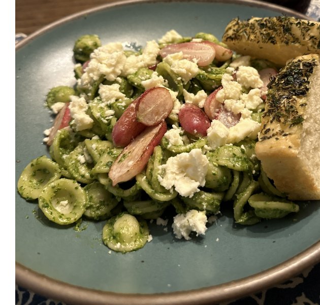 radish tip pesto pasta