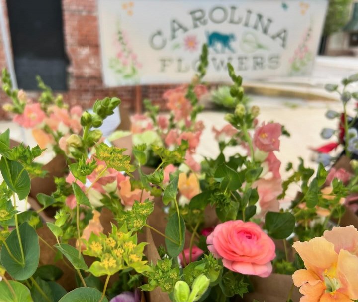 bouquets from Carolina Flowers at Asheville City Market