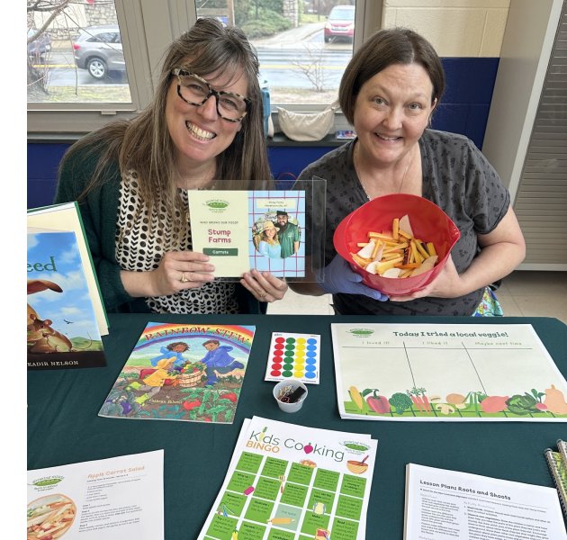 Suzi Palladino and Debbi Timson visit a school with farm to school activities