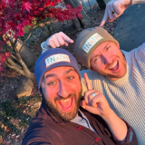 Jason and Nick wearing NATM beanies