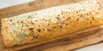 puff pastry strudel on a wooden cutting board made by Barnhouse kitchen