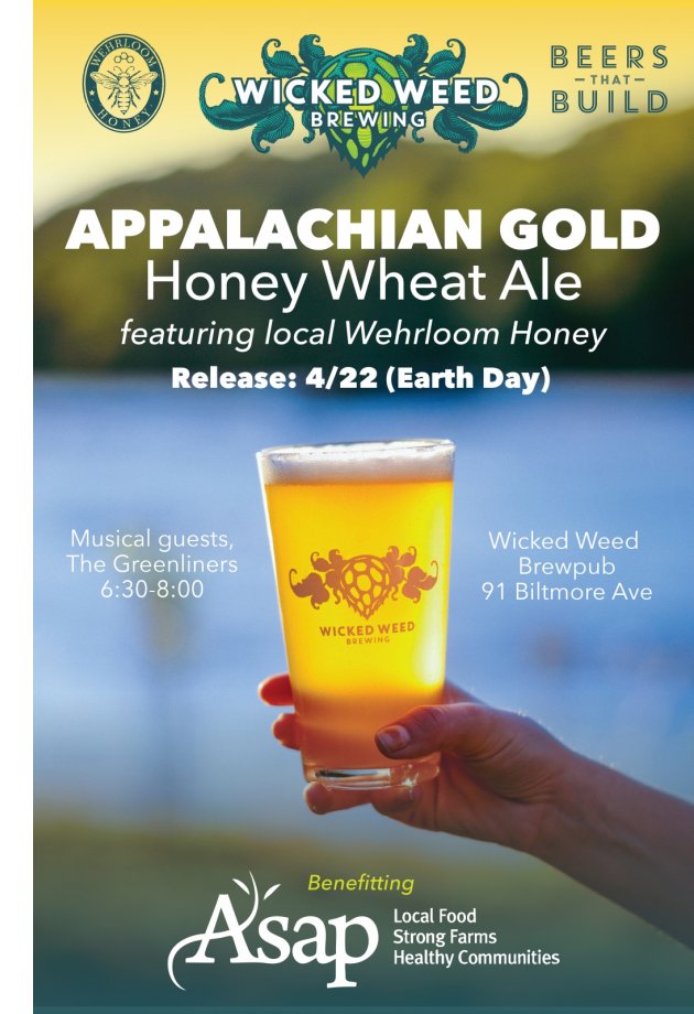 Appalachian Gold Honey Wheat Ale release 4/22