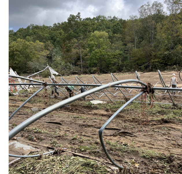 Damage at Green Toe Ground Farm from Hurricane Helene