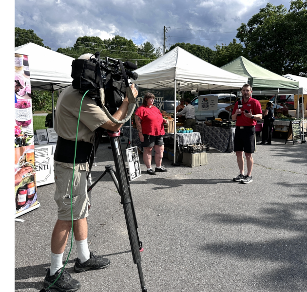 News 13 weather report at East Asheville Tailgate Market