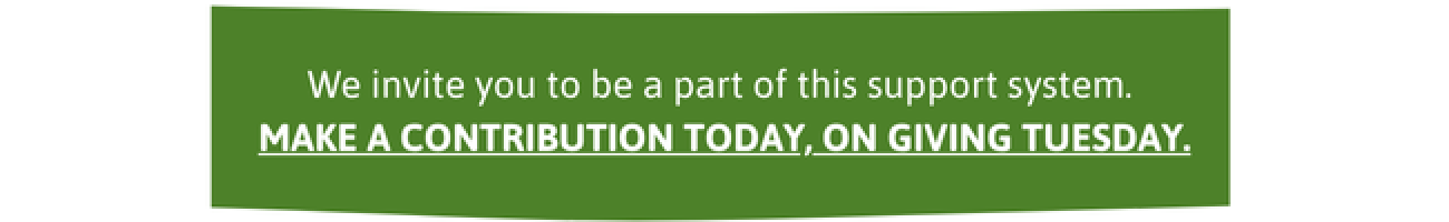 We invite you to be a part of this support system. Make a contribution today, on Giving Tuesday. 