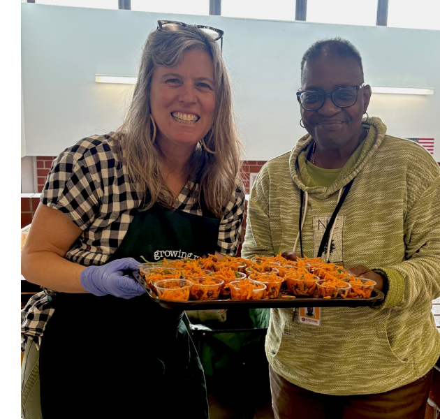 Growing Minds Moroccan carrot salad taste test at W.D. Williams Elementary